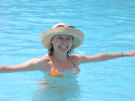 Andrea Rushlow enjoys Accra Beach Hotel pool